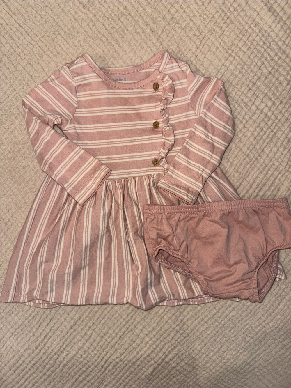 Carter's Pink & White Striped Knit Dress with Bloomer